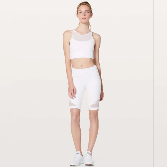 Lululemon Forget The Sweat Biker Short Mesh White Women's Size 6 Double Lined - Picture 2 of 10